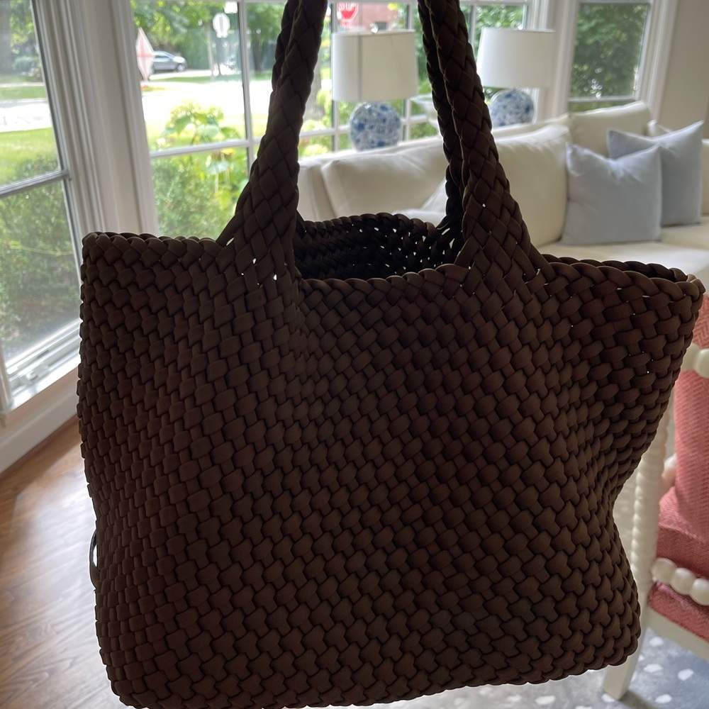 Naghedi Dark Brown Woven Tote